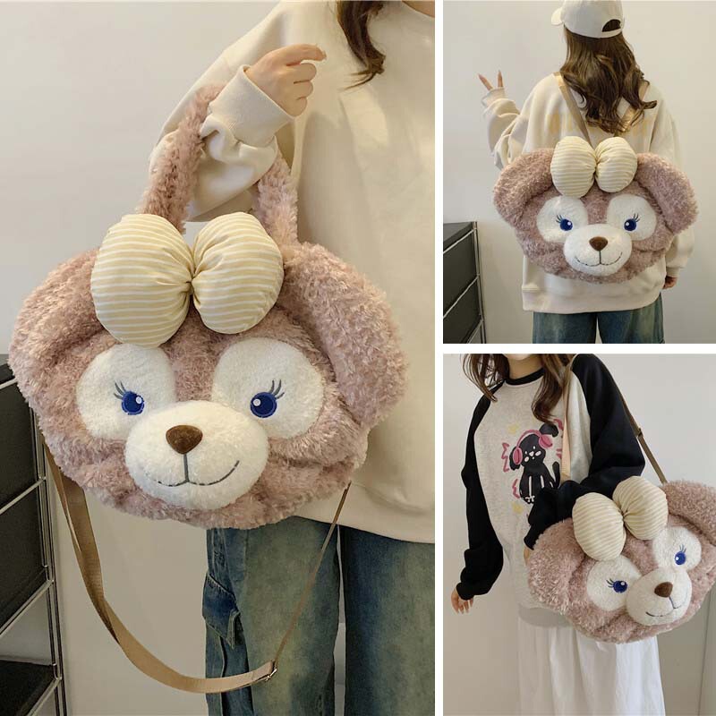 Simple and Versatile Women's Plush Duffy Bear Tote Crossbody Bag, Cute Shelliemay Portable Handbag