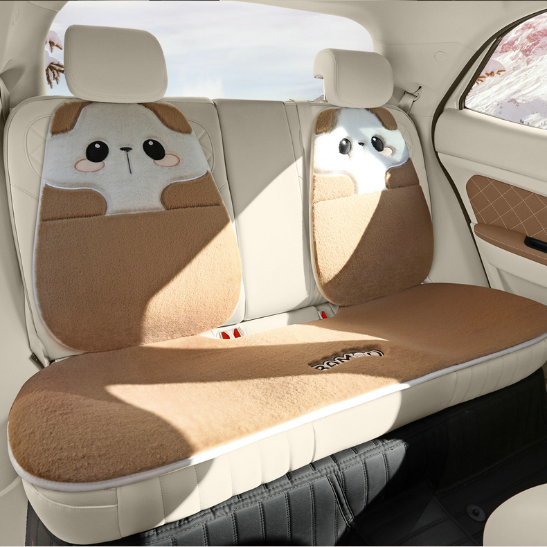Car cushion winter short plush car cushion imitation rabbit plush warm small waist car seat cover goddess cartoon seat cushion