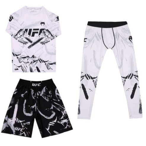 Ufc Boxing Outfit Three-Piece Set Sanda Free Fighting Training Pants Mma Sports Fitness Boxing Martial Arts Cross-Border