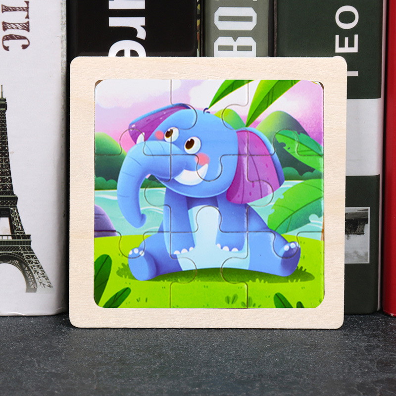 Puzzle pequeño plano de madera de 9 piezas Animal Ocean Traffic Kindergarten Educación temprana Juguetes educativos Puzzle simple de entrada