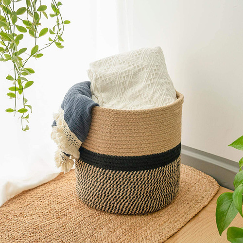 Simple woven flower basket flower pot basket flower basket round storage basket home decoration dirty clothes basket dirty clothes basket storage box