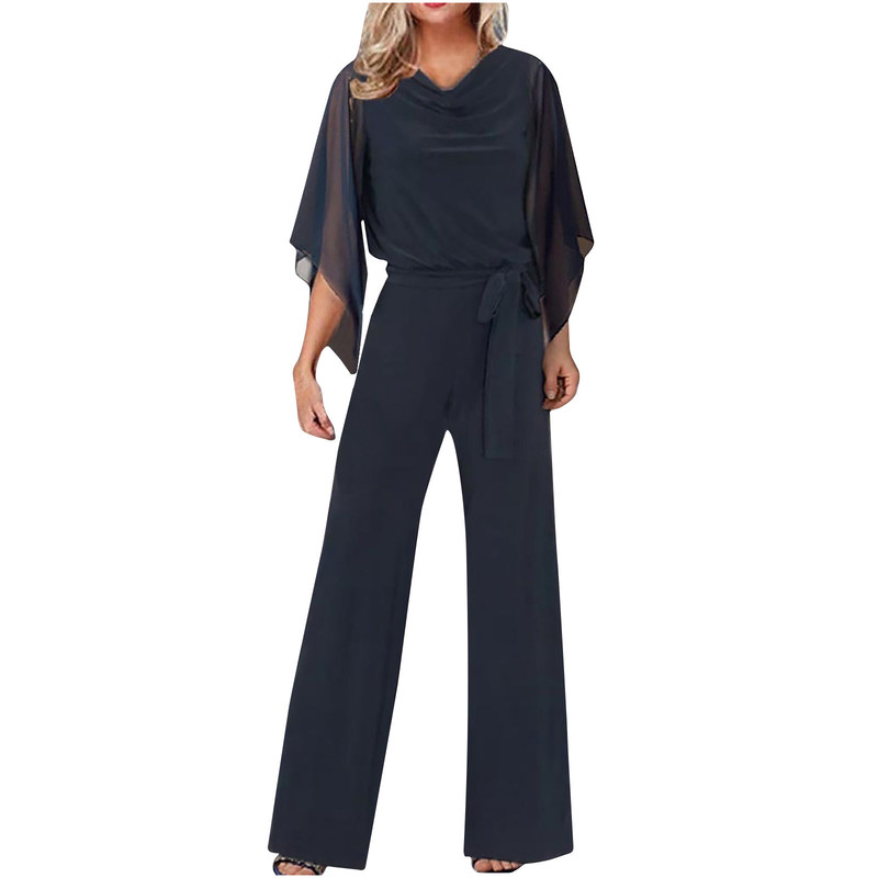 2023 Summer New ebay Independent Station European and American Fashion Solid Color High Waist Lace-up Casual Jumpsuit Straight Leg Pants for Women 2023 Summer New ebay Independent Station European and American Fashion Solid Color High Waist Lace-up Casual Jumpsuit Straight Leg Pants for Women