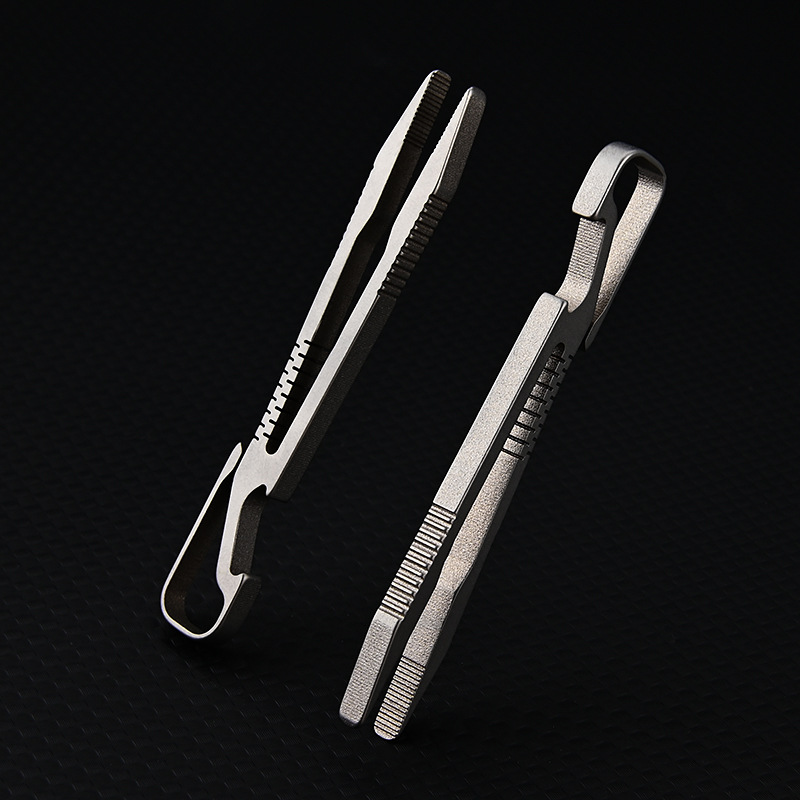 TC4 Titan-Stahl-Pinzette Multifunktional mit Schnappverschluss Korkenzieher CNC-gefräste Clips EDC Outdoor-Werkzeug – Detail 28