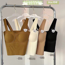 蚕丝羊绒保暖内衣女带胸垫背心聚拢收副乳美背无痕秋冬打底发热衣