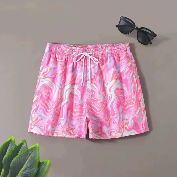 3D Digital Printed Beach Shorts for Men, Large Size, Quick-Dry, Loose Fit, Thin Style, Five-Point Men's Shorts, Sports Casual Floral Shorts