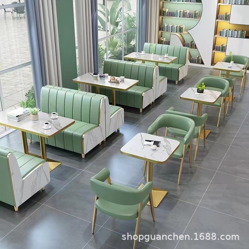 ネット有名店のミルクティーショップのテーブルと椅子のセット、軽贅沢なカフェ、デザート・ベーカリー、軽食店のカウンターソファ