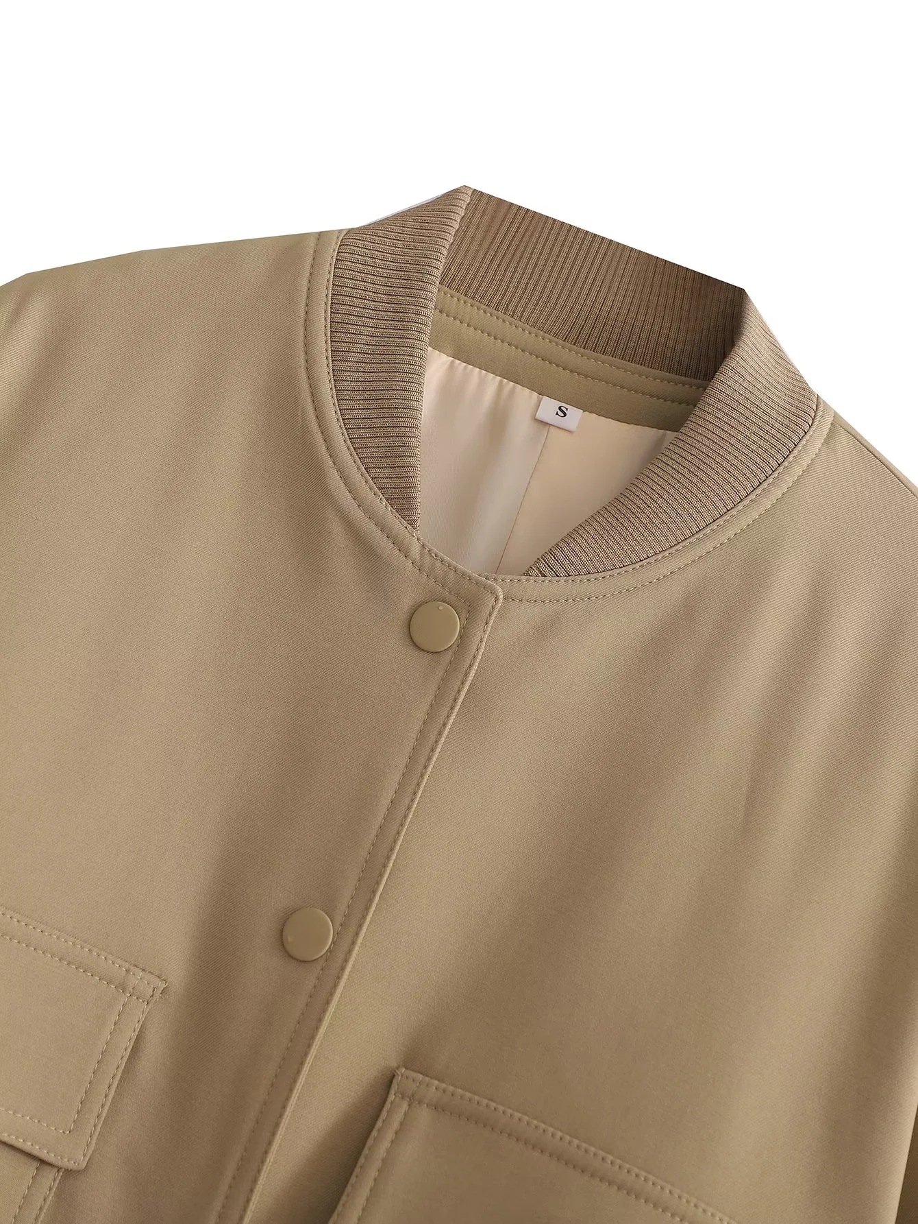 399g Weight Casual Jacket Outerwear Type Long Sleeve Sleeve Length Single Breasted Placket Type Regular Sleeve Sleeve Type Polyester Fabric Type Regular Top Length Coat Tops Type Daily Occasion V Neck Neckline Comfort Function Loose Fit Type Solid Color Pattern Summer Season Women'S Gender Patchwork Design Vacation Style Women's Vacation Solid Color Patchwork Single Breasted Coat Casual Jacket
