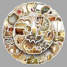 50张复古金ins风贴纸创意彩绘华丽宫廷涂鸦装饰茶杯文具咕卡贴纸