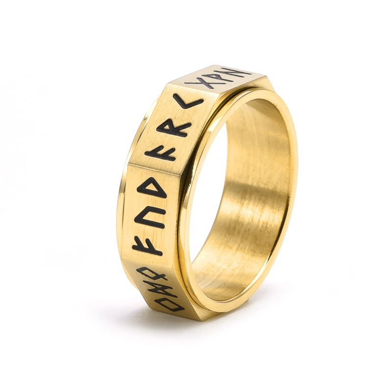 Geometric, Symbol Pattern Hip-Hop Geometric Symbol Stainless Steel Plating Men's Rings