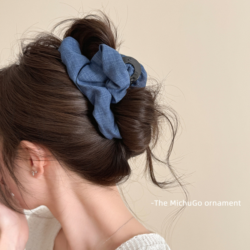 Niche Design Denim Blue Hair Clip for Women, Back-Of-The-Head Updo Claw Clip, Stylish Shark Clip, New Hairpin Hair Accessory Niche Design Denim Blue Hair Clip for Women, Back-Of-The-Head Updo Claw Clip, Stylish Shark Clip, New Hairpin Hair Accessory