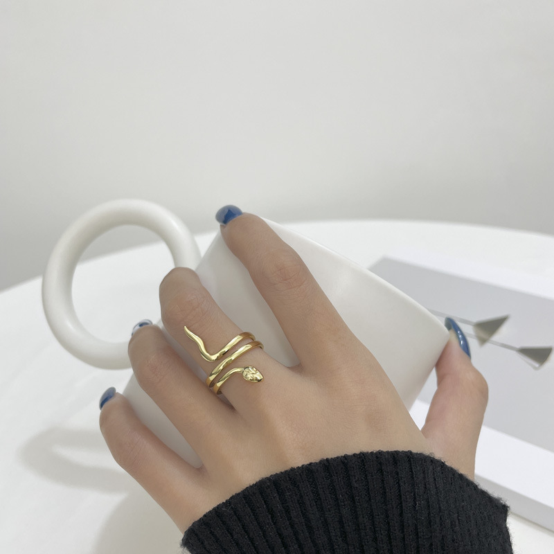 Stone-Free Inlay Material Wide Band Rings, Open Ring, Rings Classification 1 Piece Quantity 18K Gold Plated Silver Plated 925 Sterling Silver Snake Wide Band Rings Open Ring Rings