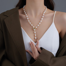 天然淡水巴洛克珍珠项链满天星短款项链时尚轻奢小众设计款毛衣链