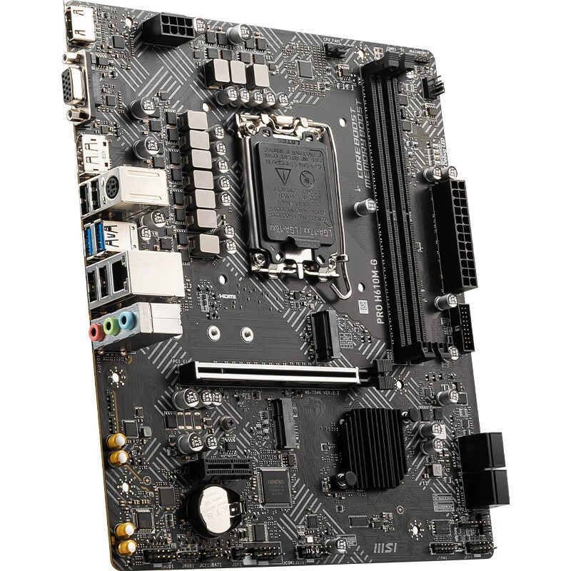 Совместимая материнская плата для компьютера Intel MSI Pro H610M-G DDR5 поддерживает процессоры 12-го/13-го поколения