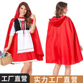 万圣节服装cos小红帽成人女连衣裙角色扮演节日表演服舞台演出服
