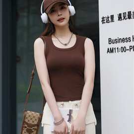 螺纹质感宽肩运动吊带带胸垫背心上衣运动内衣女文胸健身瑜伽美背