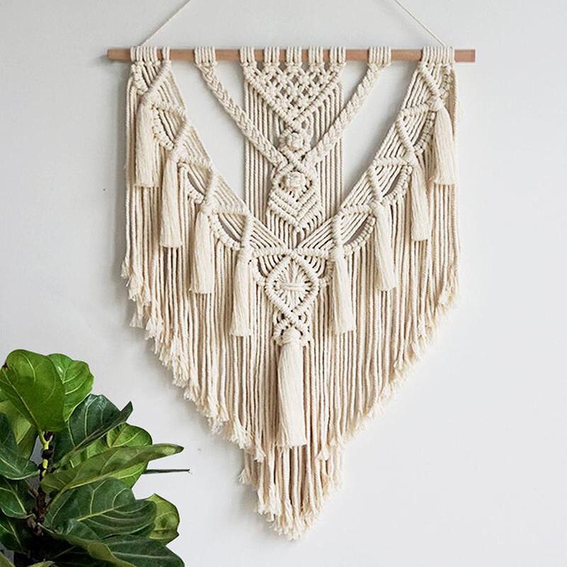 Nordic tassel tapestry, hand-woven, for home decor, headboard, entryway, artistic wall hanging, bohemian living room wall tapestry