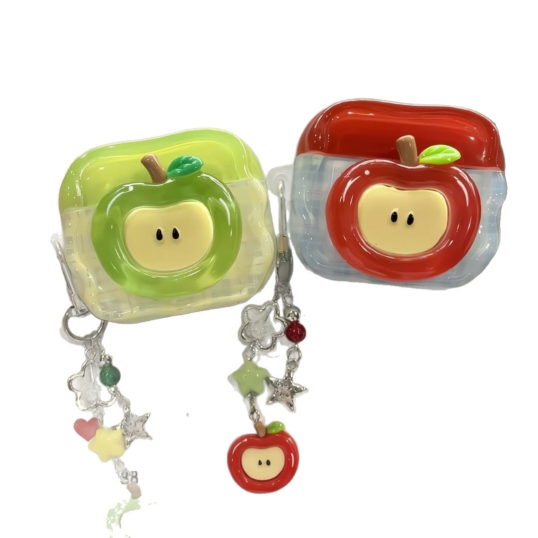 Cartoon creativo rojo manzana verde para cascas de auriculares de manzana airpods4 auriculares con colgante pro2 cubierta