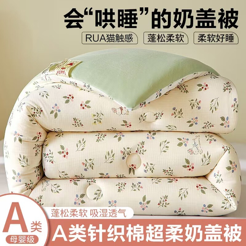 2025新款软糯牛奶丝小提花针织棉加厚冬被春秋被被子被芯床上用品|undefined