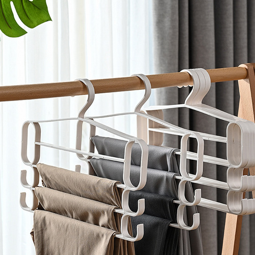 Multifunctional magic trouser rack household trouser clip magic clothes hanger storage clothes drying rack manufacturer wholesale storage rack thickened