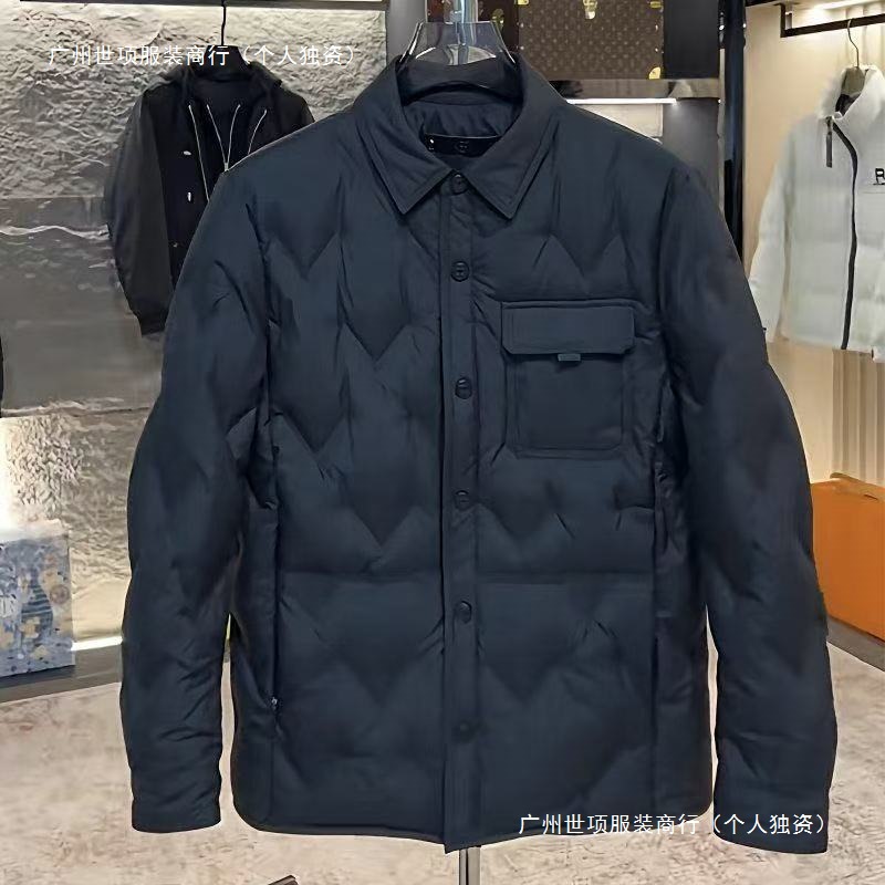 2025 New Spring & Fall Men's Casual Lapel Light Casual Fashion Trendy down Jacket Splicing Warm Jacket