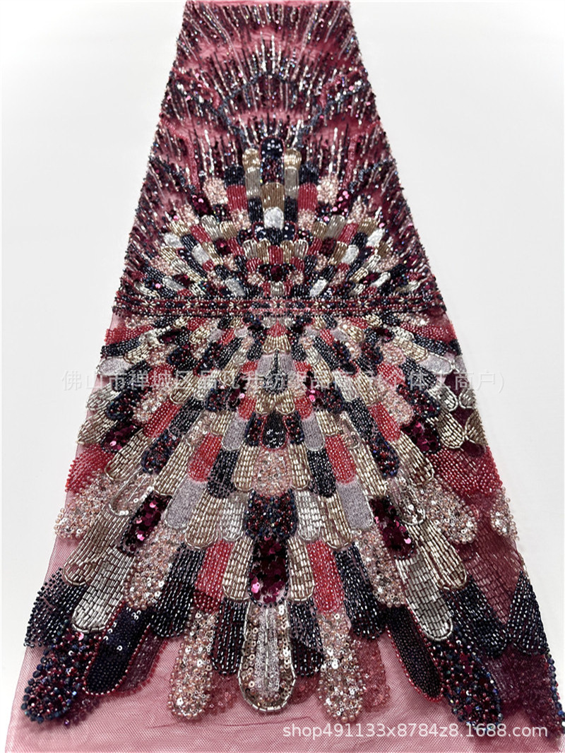 Fan radiante anchoa bordada tela de malla alfombra roja delgada desfile ligera cena alta tela de vestido image 12