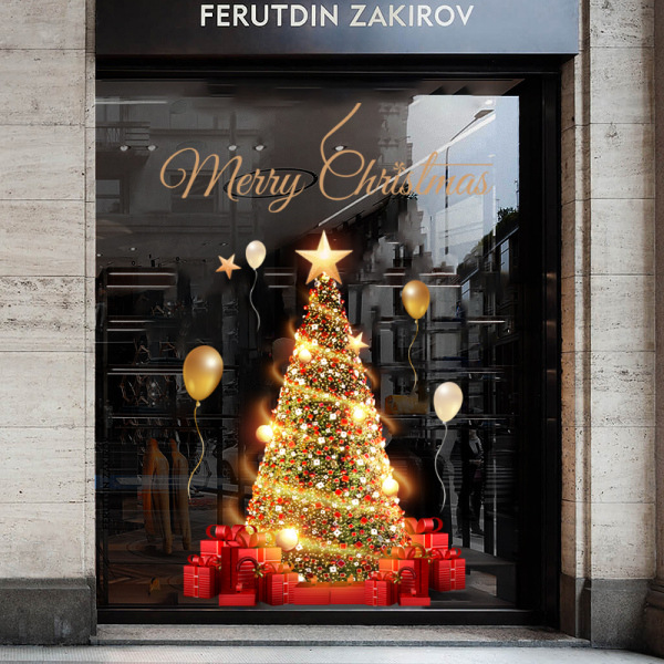 圣诞节装饰品静电贴圣诞老人树窗户橱窗贴玻璃门贴纸场景布置新年