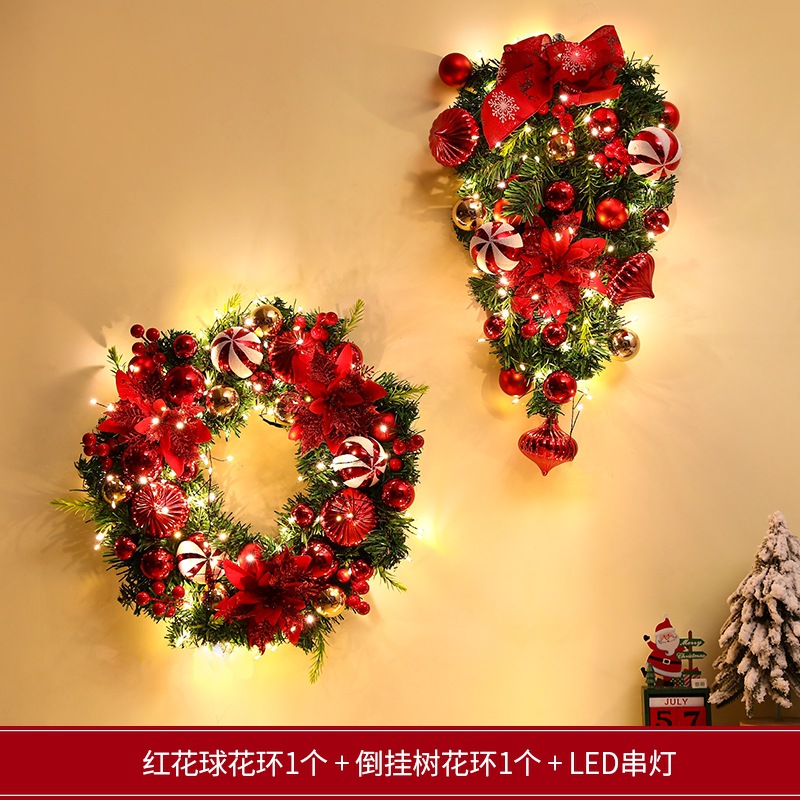 Decoraciones navideñas transfronterizas creativas guirnaldas navideñas puertas colgantes de caña ventanas atmósfera diseño de colgantes navideños