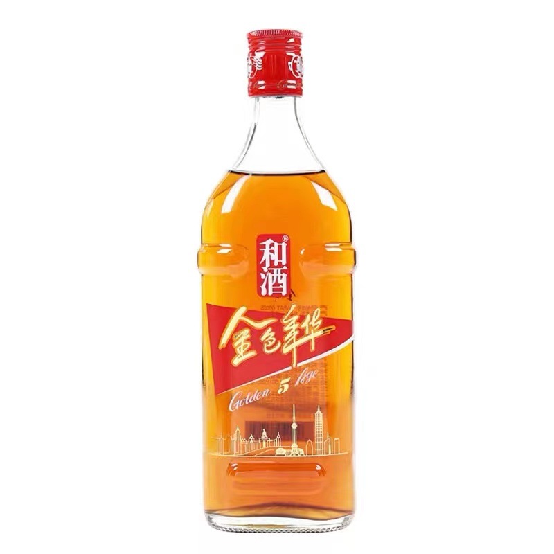 和酒 黄酒上海老酒 金色年华五年陈5年 黄酒整箱500ml*12瓶装