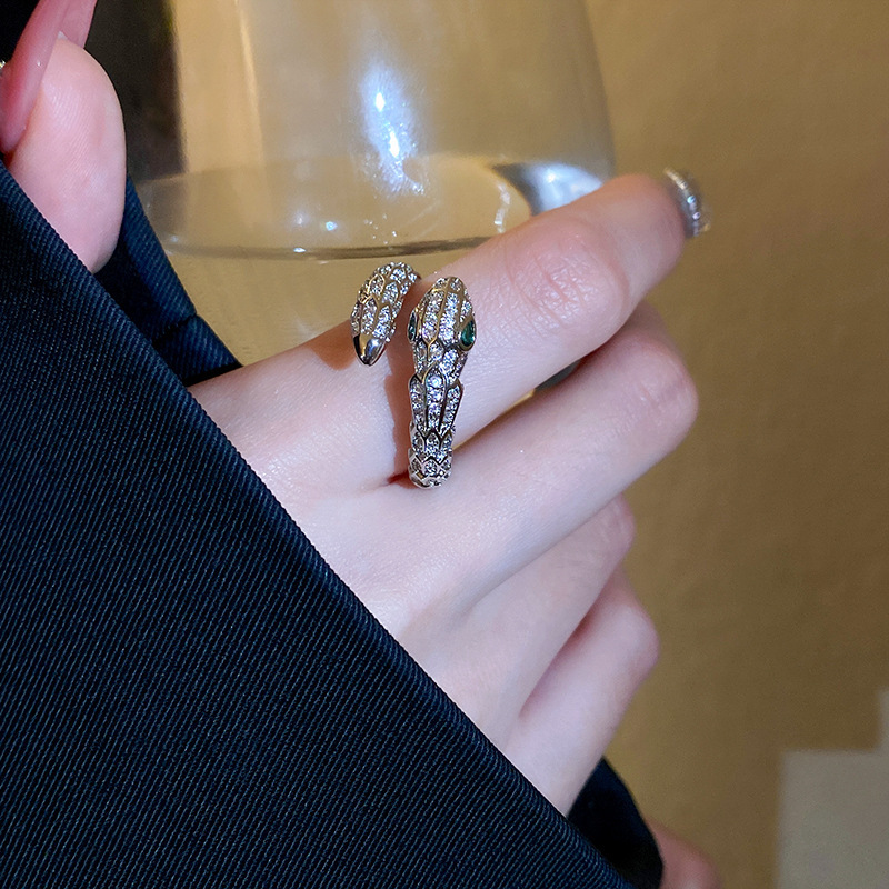 Banquet, Evening Party Occasion Elegant Lady Geometric Copper Inlay Zircon Open Rings