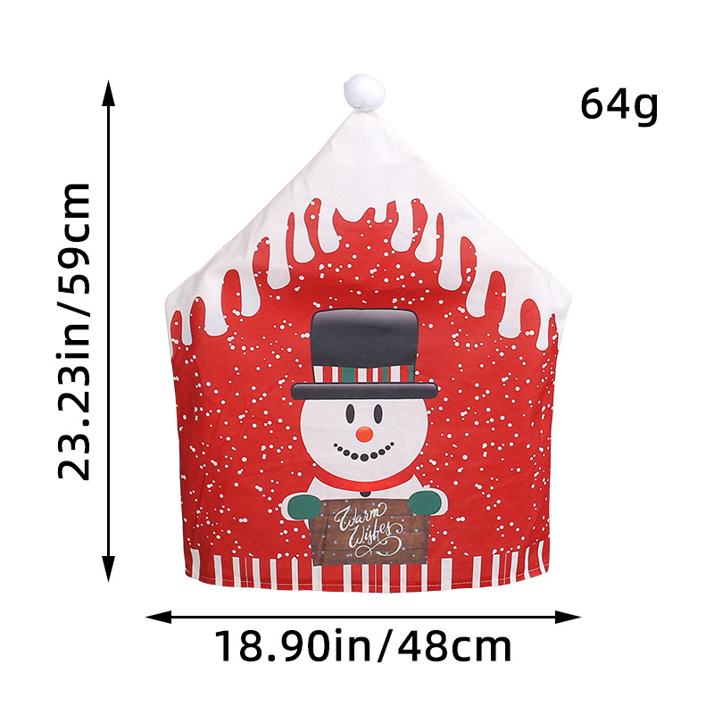 2023 Amazon Santa Claus silla cubierta no tejido impreso muñeco de nieve silla cubierta restaurante bar decoración de Navidad