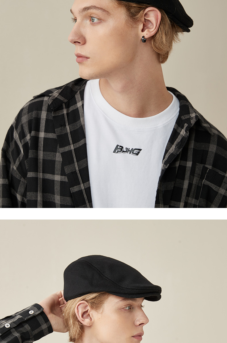 Autumn and Winter Korean Edition Beret Men's Wool Casual Artist Simple Bud Hat Trend_voghion.com