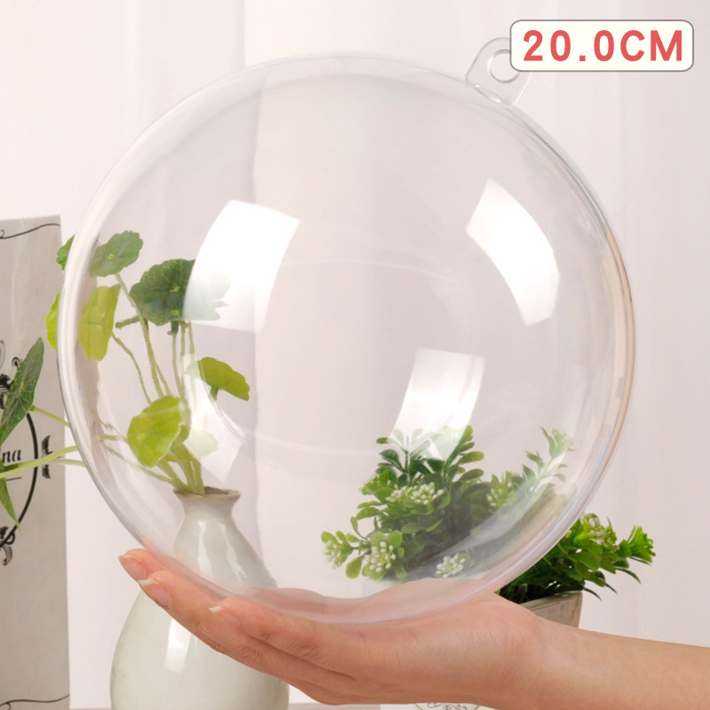 Bola de acrílico transparente, bola de Navidad, árbol de Navidad, fiesta de boda, bola decorativa, caja de embalaje de bola redonda de plástico que se puede abrir y cerrar