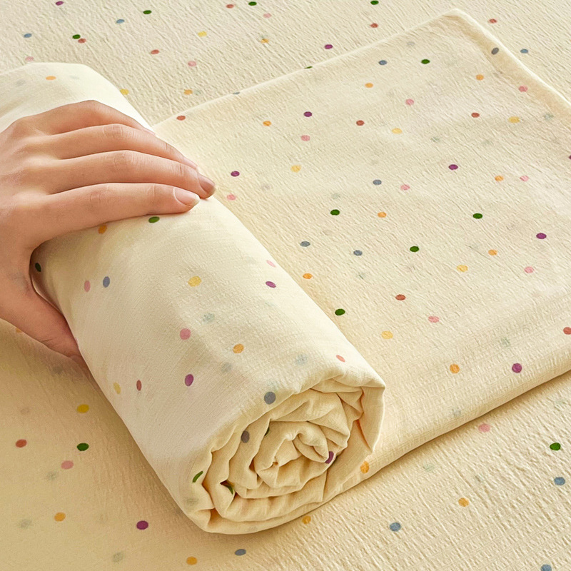 Sábanas de gasa de doble capa de una sola pieza nueva, sábana para dormir desnuda, juego de tres piezas, cama doble de celebridades de Internet, cama kang, sin correr, sin resbalar