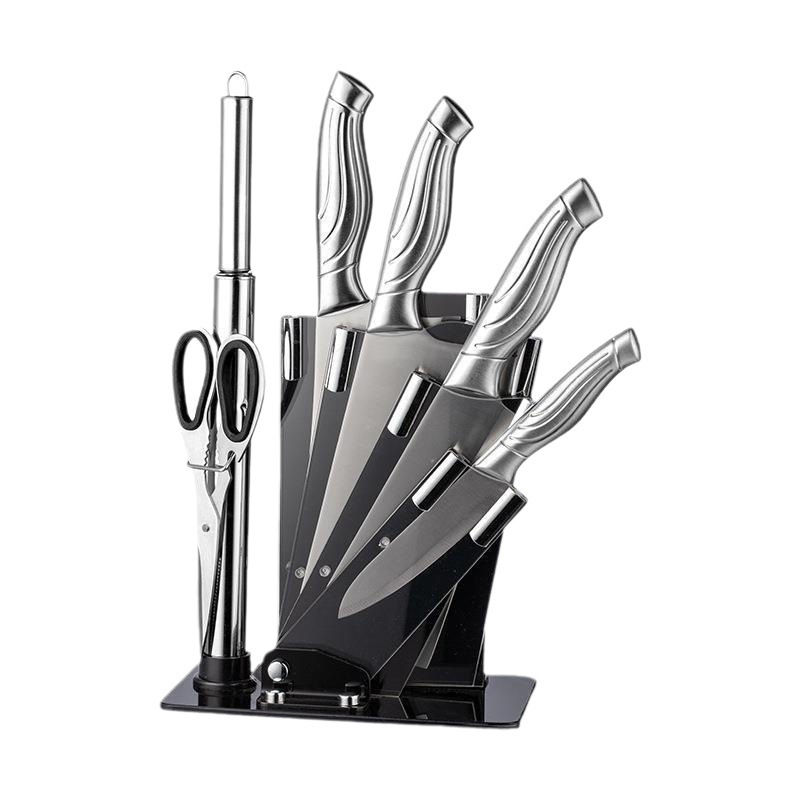 Venta al por mayor traje de cuchillo de cocina de acero inoxidable traje de cuchillo de cocina hogar corte de hueso corte de carne conjunto de siete piezas conjunto de cuchillos de regalo