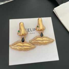 小众夏帕瑞丽Schiparelli中古高级感金色鼻子嘴设计重工欧美耳环