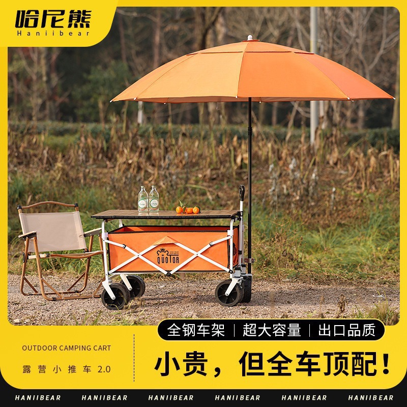 Camping Stall Trolley Camp Outdoor Folding Portable Camp Trailer Trolley Multi-Functional Camping Stall Trolley