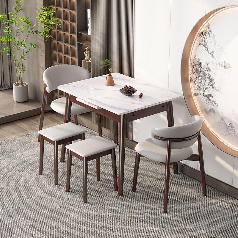 Retractable Stretch Slate Dining Table and Chair Combination for Home Modern Light Luxury Simple Nordic Foldable Table Small Apartment