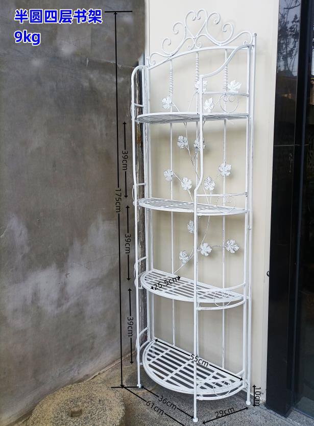 반원형 4 층 꽃 스탠드 흰색 오래된