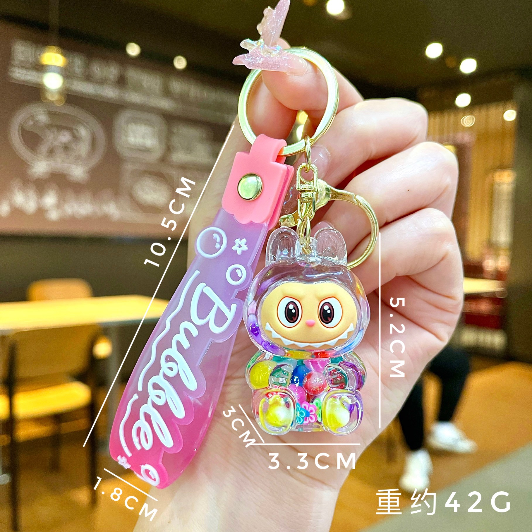 Llavero red acrílico con arena flotante