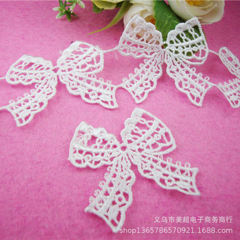 5.5*5厘米水溶刺绣涤纶花个蝴蝶结裙边领口袖口家纺窗帘服饰辅料