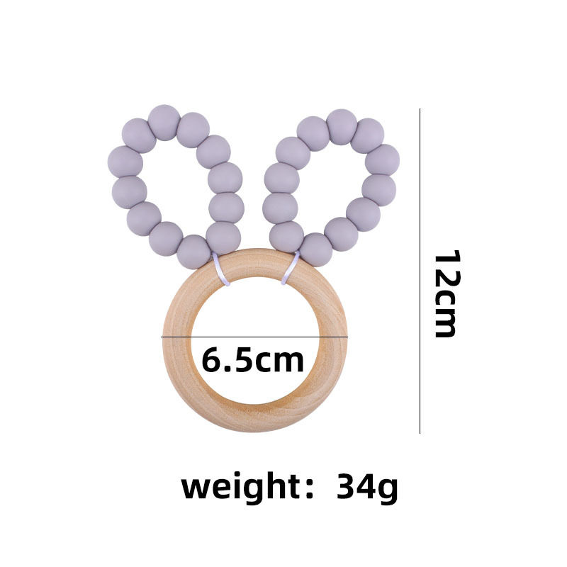DIY bebé creativo Hemu anillo teether pulsera juguete teether cuentas de silicona Orejas de conejo teether palo