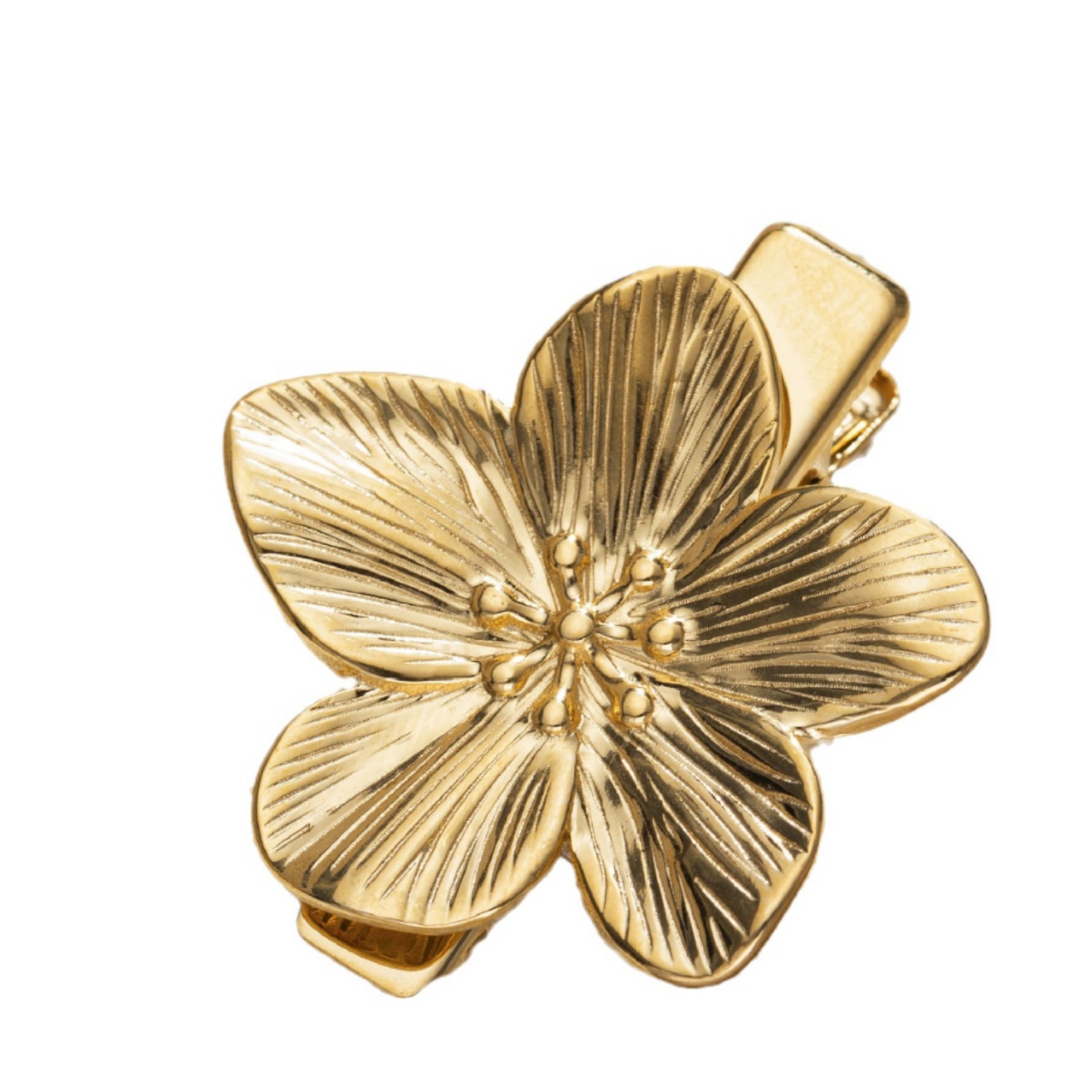 Tina transfronteriza flores de acero inoxidable perlas brocas de cabello de alta calidad induces viento zircon galvanizado 18k oro titanio acero joyas para el cabello mujeres