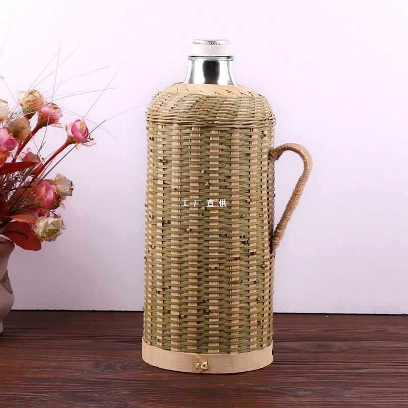 批发茶瓶竹编外壳热水瓶家用大容量老式暖壶复古学生宿舍用保温开