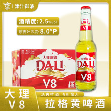 云南大理V8啤酒325ml*24瓶装整箱嘉士伯啤酒淡爽拉格黄啤酒