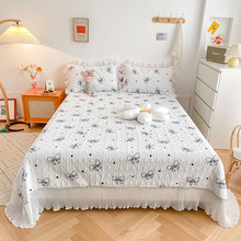 ins法式浪漫復古風加厚牛奶絨保暖床蓋三件套床上套件量大優惠