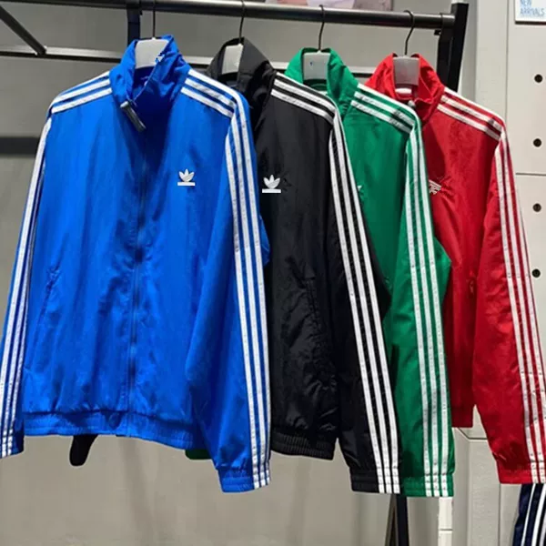 Same style American trendy brand three-stripe unisex loose-fit high-street casual sporty stand-collar jacket cardigan windbreaker
