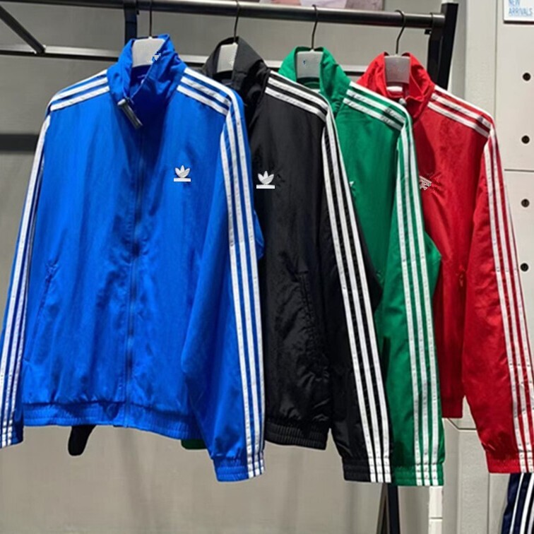 American-Style Trendy Brand Three-Stripe Unisex Loose High Street Casual Sports Stand Collar Jacket Cardigan Windbreaker
