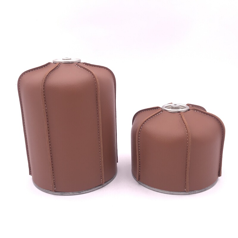 450g Fine Grain Outdoor Camping Flat Gas Tank Retro Steam Lamp Gas Tank Protective Cover Alpine Stove PU Set-Large