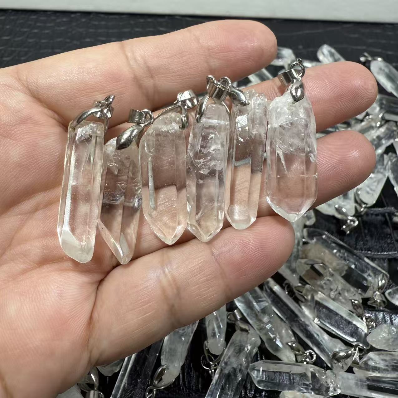 Wholesale Natural White Crystal Raw Stone Irregular Long Column Pendant, Natural, Simple, Versatile, Cross-Border, European and American Style