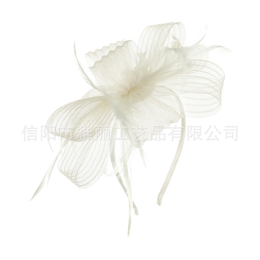 Amazon Vintage Wavy Flower Bridal Mesh Feather Headpiece Hair Clip Tea Party Horse Racing Festival Hair Clip Headband